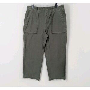 J Crew Wide Leg Cargo Pants Womens 10 Green Utility Patch Pocket Casual